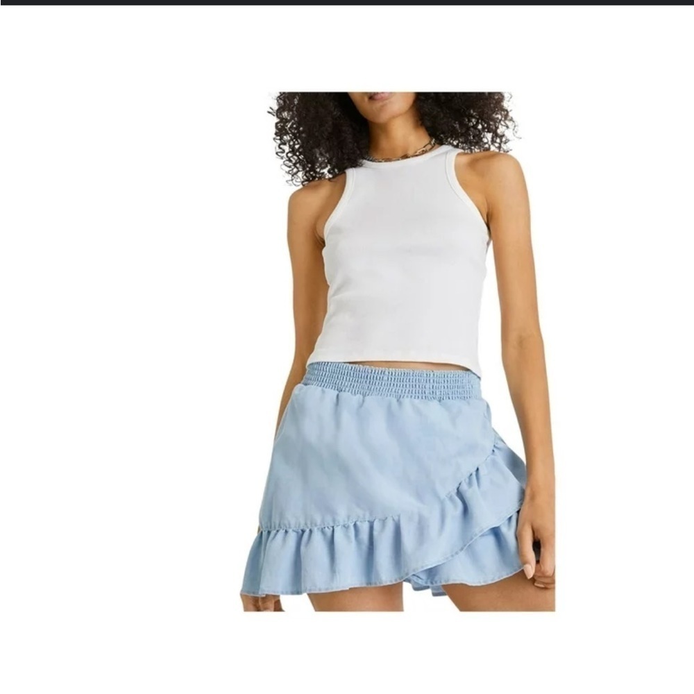 ❤️3 for $15!❤️ Women’s French Connection Chambray Mini Skirt, size XS - Picture 5 of 12